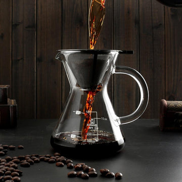 400ml Pour Over Coffee Maker With Stainless Steel Filter Fine Mesh Filter